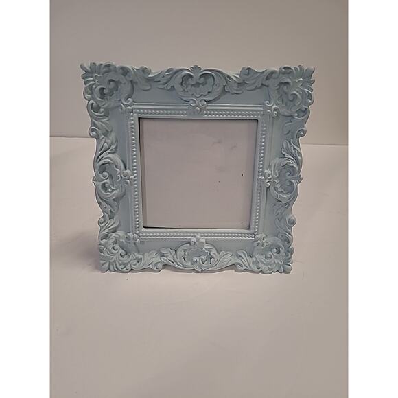 Laura Ashley Blue Ornate Picture Frame Set 4x4 Rocco Style Resin Baby Wedding - Picture 7 of 8